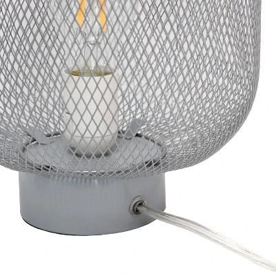 Metal Mesh Industrial Table Lamp Gray - Simple Designs 6 Metal Mesh Industrial Table Lamp Gray - Simple Designs - Image 6