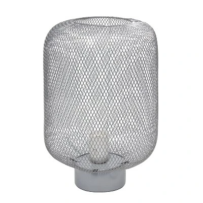 Metal Mesh Industrial Table Lamp Gray - Simple Designs 7 Metal Mesh Industrial Table Lamp Gray - Simple Designs - Image 7