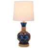 19" Justin Coastal Rope Table Lamp Indigo Glass & Natural Rope - Decor Therapy
