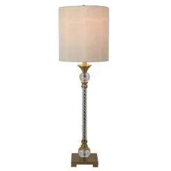 30" x 9" Steel and Acrylic Camilla Twist Buffet Table Lamp Brushed Brass - Decor Therapy