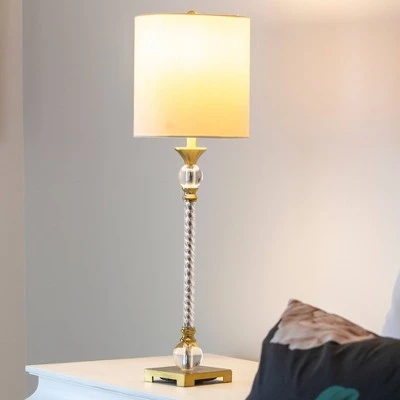 30" x 9" Steel and Acrylic Camilla Twist Buffet Table Lamp Brushed Brass - Decor Therapy 8 30" x 9" Steel and Acrylic Camilla Twist Buffet Table Lamp Brushed Brass - Decor Therapy - Image 8