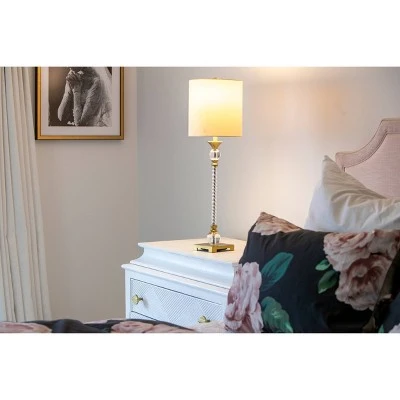 30" x 9" Steel and Acrylic Camilla Twist Buffet Table Lamp Brushed Brass - Decor Therapy 10 30" x 9" Steel and Acrylic Camilla Twist Buffet Table Lamp Brushed Brass - Decor Therapy - Image 10