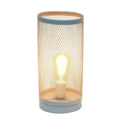 Mesh Cylindrical Steel Table Lamp Gray - Simple Designs