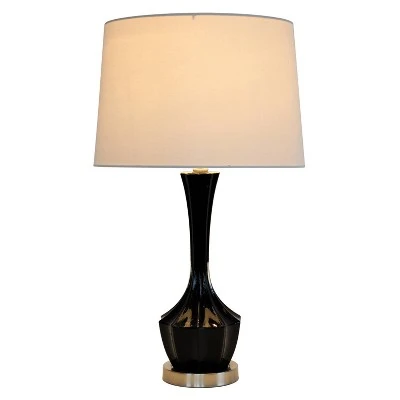 Glass Table Lamp Set with Brushed Steel Black - Decor Therapy 1 Glass Table Lamp Set with Brushed Steel Black - Decor Therapy