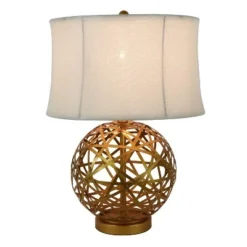 21" Strapped Steel Ball Table Lamp Antique Gold - Decor Therapy