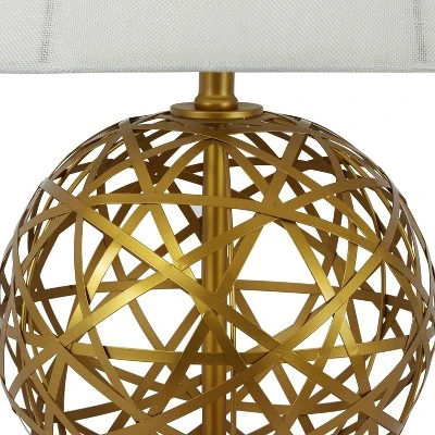 21" Strapped Steel Ball Table Lamp Antique Gold - Decor Therapy 2 21" Strapped Steel Ball Table Lamp Antique Gold - Decor Therapy - Image 2