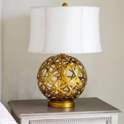 21" Strapped Steel Ball Table Lamp Antique Gold - Decor Therapy 16 21" Strapped Steel Ball Table Lamp Antique Gold - Decor Therapy -Deals A Radiant Den Store unnamed file 3057