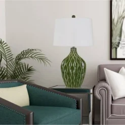 29" Andria Ceramic Table Lamp Green - Cal Lighting