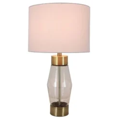 26.25" Glass and Metal Cadance Convex Table Lamp (Includes LED Light Bulb) Antique Brass - Decor Therapy
