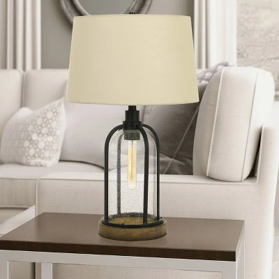 27" Clear Wood Ciney Table Lamp (Includes Light Bulb) Black - Cal Lighting 1 27" Clear Wood Ciney Table Lamp (Includes Light Bulb) Black - Cal Lighting