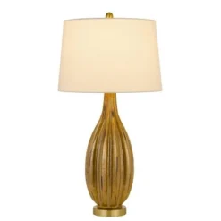 31" Morlaix Aged Glass Table Lamp with Taper Drum Shade Gold - Cal Lighting