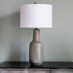 27" Patterned Ceramic Table Lamp Gray Glaze - Decor Therapy -Deals A Radiant Den Store unnamed file 3142