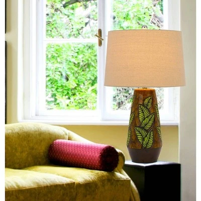 28.5" Hanson Ceramic Table Lamp Green Leaf Finish and Cocoa Brown - Cal Lighting 2 28.5" Hanson Ceramic Table Lamp Green Leaf Finish and Cocoa Brown - Cal Lighting - Image 2