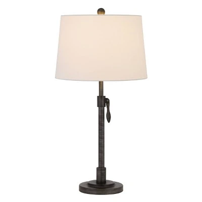 30" Riverwood Adjustable Metal Table Lamp with Hardback Shade Antique Silver - Cal Lighting 1 30" Riverwood Adjustable Metal Table Lamp with Hardback Shade Antique Silver - Cal Lighting