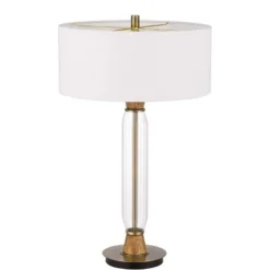 30" Wood/Glass Contemporary Table Lamp Clear/Light Oak - Cal Lighting