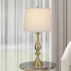 28" 3-way Metal Pori Table Lamps with Taper Drum Hardback Shade Antique Brass - Cal Lighting