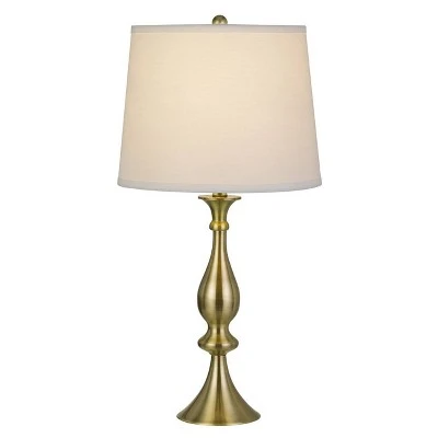 28" 3-way Metal Pori Table Lamps with Taper Drum Hardback Shade Antique Brass - Cal Lighting 2 28" 3-way Metal Pori Table Lamps with Taper Drum Hardback Shade Antique Brass - Cal Lighting - Image 2