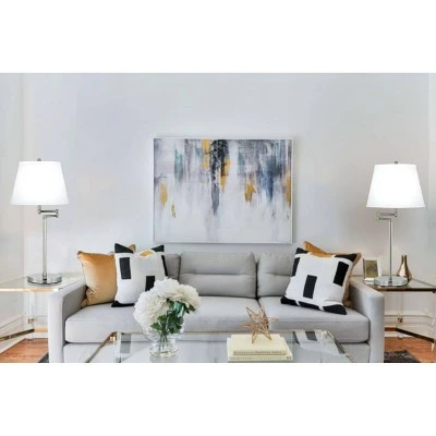 28" 3-way Andros Metal Table Lamp Brushed Steel - Cal Lighting 1 28" 3-way Andros Metal Table Lamp Brushed Steel - Cal Lighting