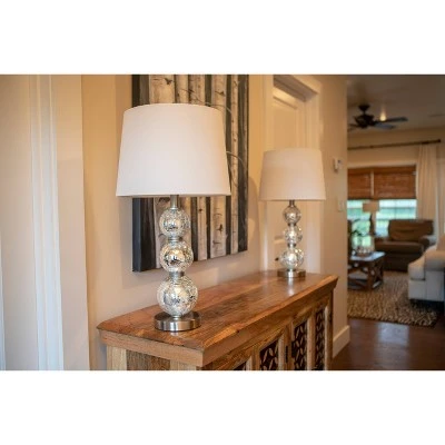 Set of 2 Tri - Tiered Glass Table Lamps (Includes LED Light Bulb) Silver - Decor Therapy 2 Set of 2 Tri - Tiered Glass Table Lamps (Includes LED Light Bulb) Silver - Decor Therapy - Image 2