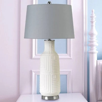 33" Ceramic Table Lamp with Hardback Fabric Shade White - Cal Lighting 1 33" Ceramic Table Lamp with Hardback Fabric Shade White - Cal Lighting
