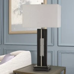 33" Metal/Wood Glenview Table Lamp with Fabric Shade Black/Expresso - Cal Lighting