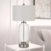 34" Sycamore Glass Table Lamp with Drum Shade Brushed Steel - Cal Lighting