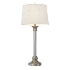 32" Metal/Crystal Contemporary Table Lamp Brushed Steel - Cal Lighting