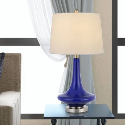 25.5" Kleve Glass Table Lamps with Taper Drum Hardback Shade Royal Blue - Cal Lighting 1 25.5" Kleve Glass Table Lamps with Taper Drum Hardback Shade Royal Blue - Cal Lighting