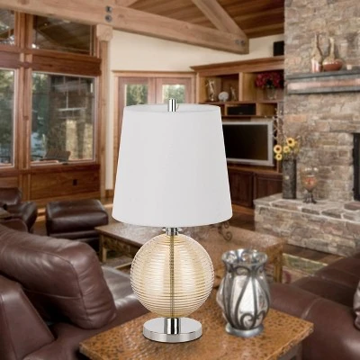 28" Metal/Glass Contemporary Table Lamp Brushed Steel/Amber - Cal Lighting 2 28" Metal/Glass Contemporary Table Lamp Brushed Steel/Amber - Cal Lighting - Image 2
