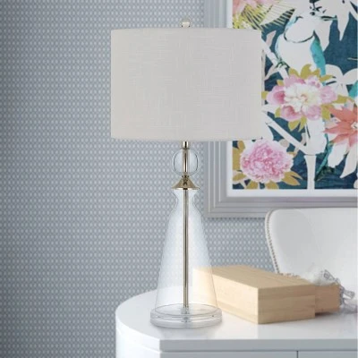 30.5" Kingsley Pair of Glass Table Lamps with Fabric Drum Shade - Cal Lighting 1 30.5" Kingsley Pair of Glass Table Lamps with Fabric Drum Shade - Cal Lighting