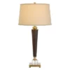 31.5" Sebree Resin/Leatherette Table Lamp with Crystal Font and Metal Base Antique Brass - Cal Lighting