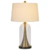 28.5" Camargo Glass and Metal Table Lamp and Drum Shade Antique Brass - Cal Lighting