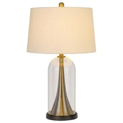 28.5" Camargo Glass and Metal Table Lamp and Drum Shade Antique Brass - Cal Lighting
