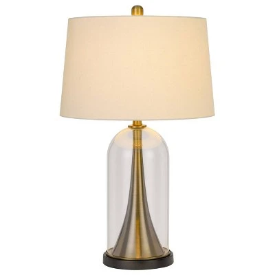 28.5" Camargo Glass and Metal Table Lamp and Drum Shade Antique Brass - Cal Lighting 1 28.5" Camargo Glass and Metal Table Lamp and Drum Shade Antique Brass - Cal Lighting