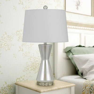 26" Glass Table Lamp with Hardback Fabric Shade Pearl - Cal Lighting 1 26" Glass Table Lamp with Hardback Fabric Shade Pearl - Cal Lighting