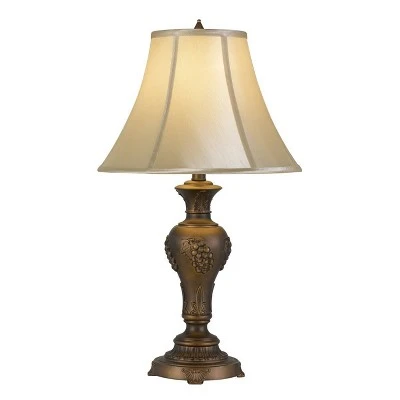 26" Cavan Aluminum Casted Table Lamp with Softback Faux Silk Shade Antique Brass - Cal Lighting 2 26" Cavan Aluminum Casted Table Lamp with Softback Faux Silk Shade Antique Brass - Cal Lighting - Image 2