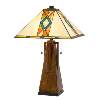 25" Resin Contemporary Mission Table Lamp with Tiffany Glass Shade - Cal Lighting 1 25" Resin Contemporary Mission Table Lamp with Tiffany Glass Shade - Cal Lighting
