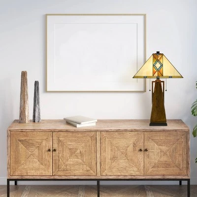 25" Resin Contemporary Mission Table Lamp with Tiffany Glass Shade - Cal Lighting 2 25" Resin Contemporary Mission Table Lamp with Tiffany Glass Shade - Cal Lighting - Image 2