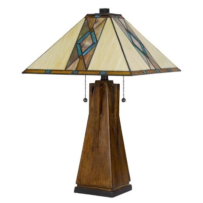 25" Resin Contemporary Mission Table Lamp with Tiffany Glass Shade - Cal Lighting 3 25" Resin Contemporary Mission Table Lamp with Tiffany Glass Shade - Cal Lighting - Image 3
