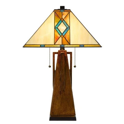 25" Resin Contemporary Mission Table Lamp with Tiffany Glass Shade - Cal Lighting 4 25" Resin Contemporary Mission Table Lamp with Tiffany Glass Shade - Cal Lighting - Image 4