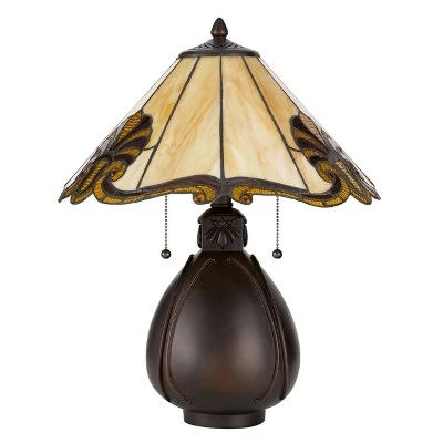 19.5" Resin Transitional Table Lamp with Tiffany Glass Shade - Cal Lighting 1 19.5" Resin Transitional Table Lamp with Tiffany Glass Shade - Cal Lighting