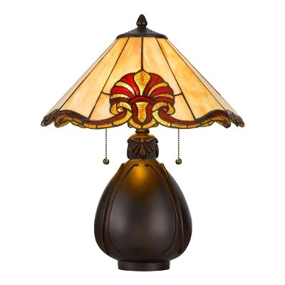 19.5" Resin Transitional Table Lamp with Tiffany Glass Shade - Cal Lighting 2 19.5" Resin Transitional Table Lamp with Tiffany Glass Shade - Cal Lighting - Image 2