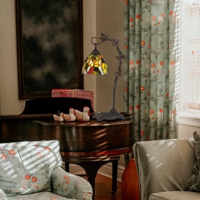 24" Metal Table Lamp with Hand Cut Glass Tiffany Shade Dark Bronze - Cal Lighting 2 24" Metal Table Lamp with Hand Cut Glass Tiffany Shade Dark Bronze - Cal Lighting - Image 2