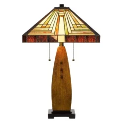27" Resin Contemporary Mission Table Lamp with Tiffany Glass Shade - Cal Lighting