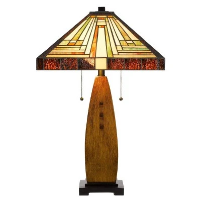 27" Resin Contemporary Mission Table Lamp with Tiffany Glass Shade - Cal Lighting 1 27" Resin Contemporary Mission Table Lamp with Tiffany Glass Shade - Cal Lighting