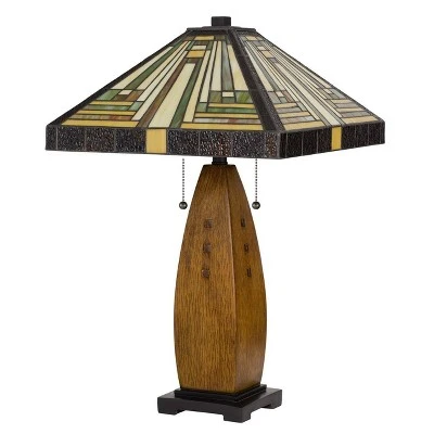 27" Resin Contemporary Mission Table Lamp with Tiffany Glass Shade - Cal Lighting 3 27" Resin Contemporary Mission Table Lamp with Tiffany Glass Shade - Cal Lighting - Image 3