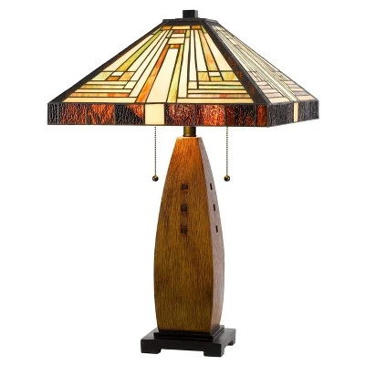 27" Resin Contemporary Mission Table Lamp with Tiffany Glass Shade - Cal Lighting 4 27" Resin Contemporary Mission Table Lamp with Tiffany Glass Shade - Cal Lighting - Image 4