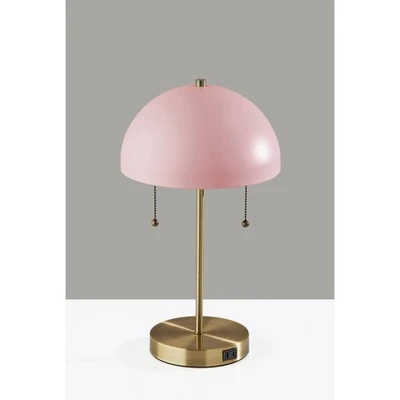 Bowie Antique Brass Table Lamp Light Pink - Adesso 1 Bowie Antique Brass Table Lamp Light Pink - Adesso