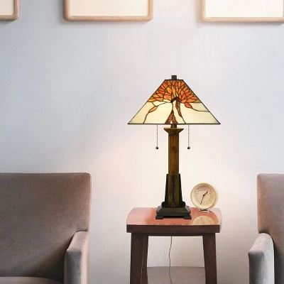 23" Resin Contemporary Mission Table Lamp with Tiffany Glass Shade - Cal Lighting 1 23" Resin Contemporary Mission Table Lamp with Tiffany Glass Shade - Cal Lighting