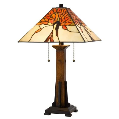 23" Resin Contemporary Mission Table Lamp with Tiffany Glass Shade - Cal Lighting 2 23" Resin Contemporary Mission Table Lamp with Tiffany Glass Shade - Cal Lighting - Image 2